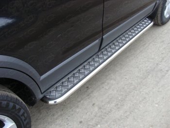 20 699 р. Пороги с площадкой 42,4 мм ТСС Тюнинг  Chevrolet Captiva (2013-2016) (серые). Увеличить фотографию 1
