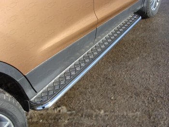20 699 р. Пороги с площадкой 42,4 мм ТСС Тюнинг  Ford Kuga  2 (2013-2016). Увеличить фотографию 1