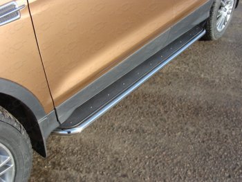 27 599 р. Пороги с площадкой 42,4 мм ТСС Тюнинг  Ford Kuga  2 (2013-2016) (нержавейка). Увеличить фотографию 1