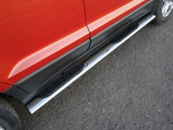 28 849 р. Пороги овальные с накладкой 120х60 мм ТСС Тюнинг  Ford EcoSport (2013-2019) (серые). Увеличить фотографию 1