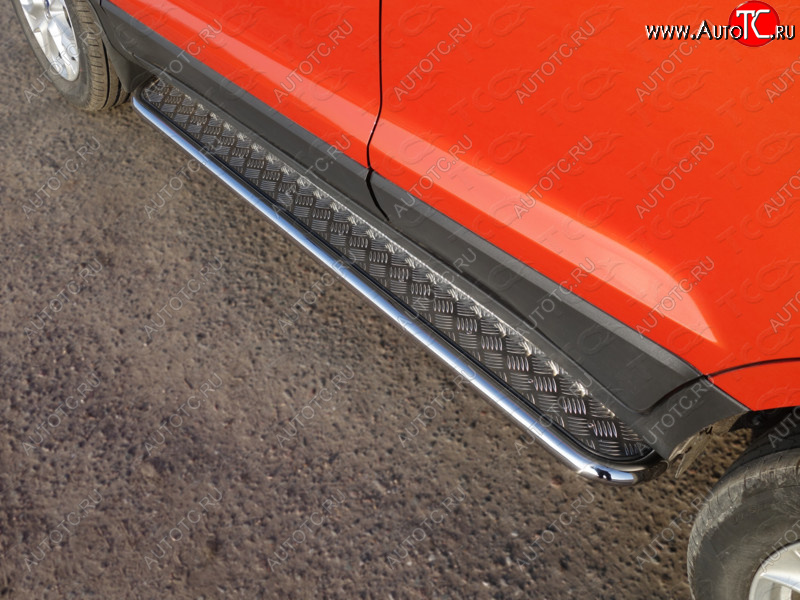 20 699 р. Пороги с площадкой 42,4 мм ТСС Тюнинг  Ford EcoSport (2013-2019) (серые)
