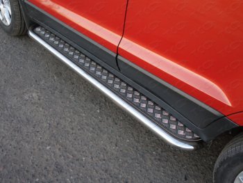 Пороги с площадкой 60,3 мм ТСС Тюнинг Ford (Форд) EcoSport (ЭкоСпорт) (2013-2019) дорестайлинг  (серые)