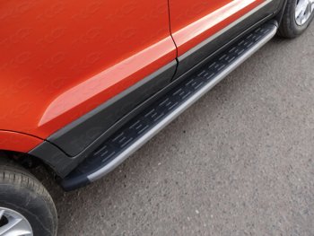 Пороги алюминиевые с пластиковой накладкой ТСС Тюнинг Ford (Форд) EcoSport (ЭкоСпорт) (2013-2019) дорестайлинг  (серые)