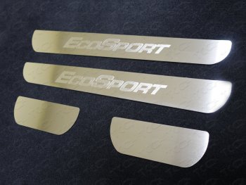 2 799 р. Накладки на пороги ТСС Тюнинг  Ford EcoSport (2013-2019) (лист шлифованный надпись EcoSport). Увеличить фотографию 1