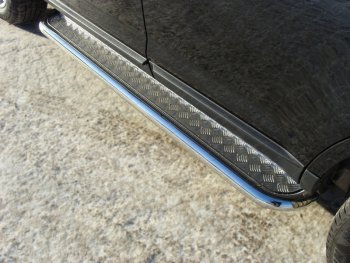 25 849 р. Пороги с площадкой 60,3 мм ТСС Тюнинг Ford Edge 1 рестайлинг (2011-2014) (серые). Увеличить фотографию 1