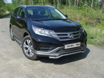 10 949 р. Защита переднего бампера кенгурин короткий d42,4 мм ТСС Тюнинг  Honda CR-V  RM1,RM3,RM4 (2012-2015) (нержавейка). Увеличить фотографию 1