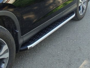 Пороги алюминиевые с пластиковой накладкой ТСС Тюнинг Honda CR-V RM1,RM3,RM4 дорестайлинг (2012-2015)