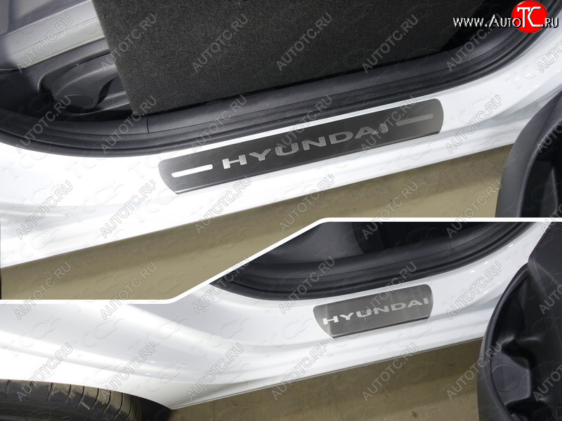 4 699 р. Накладки на пороги (4шт) ТСС Тюнинг  Hyundai I30  3 PD (2017-2024) (лист шлифованный надпись Hyundai )