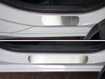 3 779 р. Накладки на порожки салона ТСС Тюнинг  Hyundai I40  1 VF (2011-2019) (Лист шлифованный). Увеличить фотографию 1
