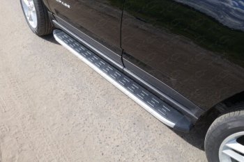 19 999 р. Пороги алюминиевые с пластиковой накладкой ТСС Тюнинг  Jeep Compass  MK (2011-2015) (серые). Увеличить фотографию 1