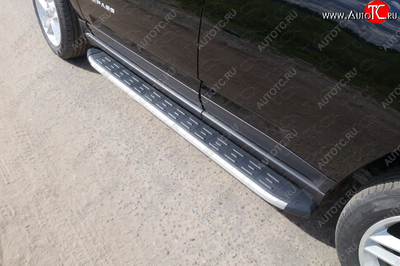 19 999 р. Пороги алюминиевые с пластиковой накладкой ТСС Тюнинг  Jeep Compass  MK (2011-2015) (серые)
