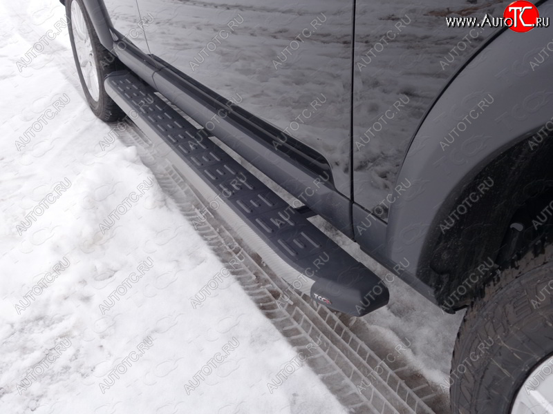 21 349 р. Пороги алюминиевые с пластиковой накладкой ТСС Тюнинг  Land Rover Discovery  4 L319 (2009-2016) (карбон серые)