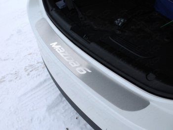 Накладка на задний бампер ТСС Тюнинг Mazda (Мазда) 6  GJ (2015-2018) GJ 1 рестайлинг универсал, 1-ый рестайлинг седан  (лист шлифованный надпись Mazda)