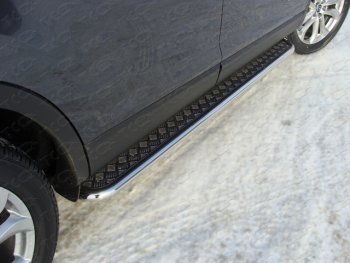  Пороги с площадкой 42,4 мм ТСС Тюнинг Mazda (Мазда) CX-9 (ЦХ-9)  TB (2012-2015) TB 2-ой рестайлинг  (серые)