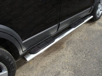 32 699 р. Пороги овальные с накладкой 120х60 мм ТСС Тюнинг Mazda CX-9 TB 2-ой рестайлинг (2012-2015) (серые). Увеличить фотографию 1