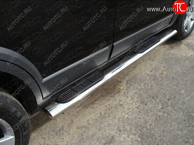 32 699 р. Пороги овальные с накладкой 120х60 мм ТСС Тюнинг Mazda CX-9 TB 2-ой рестайлинг (2012-2015) (серые)