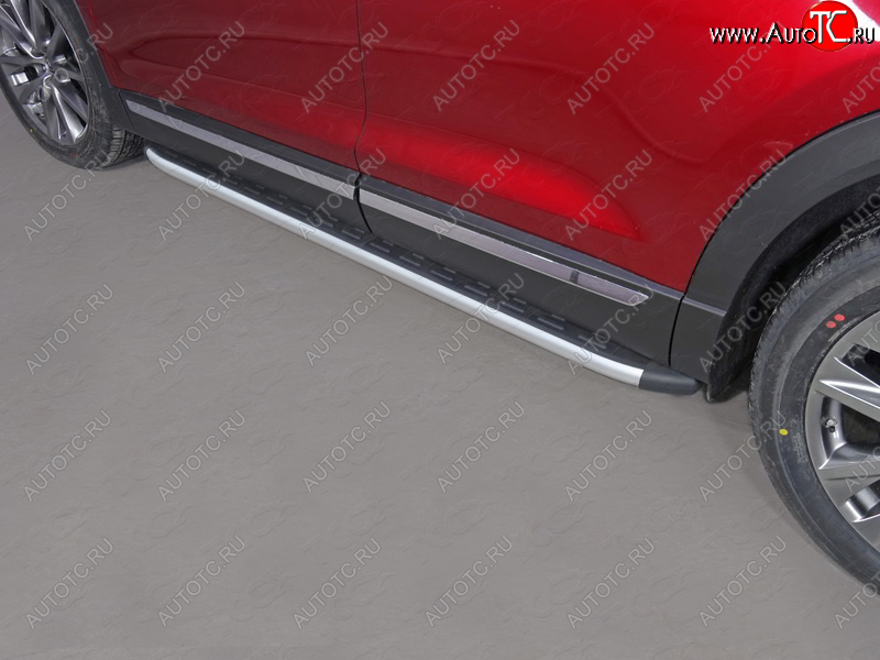 19 999 р. Пороги алюминиевые с пластиковой накладкой ТСС Тюнинг Mazda CX-9 TB 2-ой рестайлинг (2012-2015) (серые)