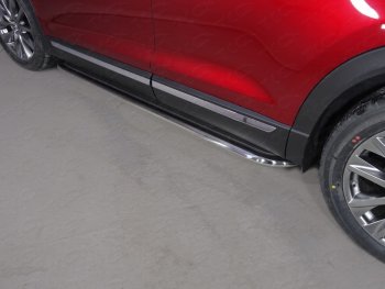 Пороги с площадкой 75х42 мм ТСС Тюнинг Mazda CX-9 TB 2-ой рестайлинг (2012-2015)  (серые)