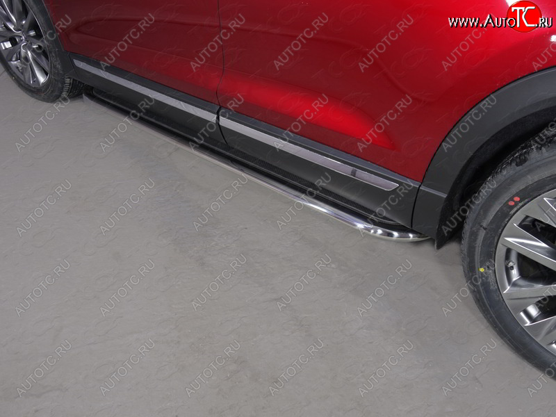33 599 р. Пороги с площадкой 75х42 мм ТСС Тюнинг Mazda CX-9 TB 2-ой рестайлинг (2012-2015) (серые)