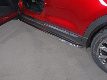 Пороги с площадкой 75х42 мм ТСС Тюнинг Mazda CX-9 TB 2-ой рестайлинг (2012-2015)