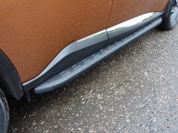 Пороги алюминиевые с пластиковой накладкой ТСС Тюнинг Nissan Murano 2 Z51 рестайлинг (2010-2016)  (карбон черные)