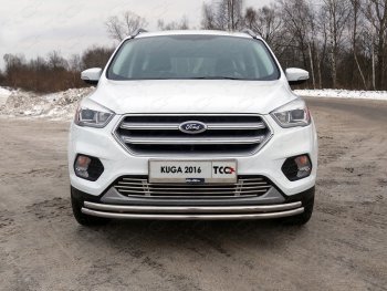 6 199 р. Рамка гос. номера ТСС Тюнинг  Ford Kuga  2 (2016-2019) (нержавейка). Увеличить фотографию 1