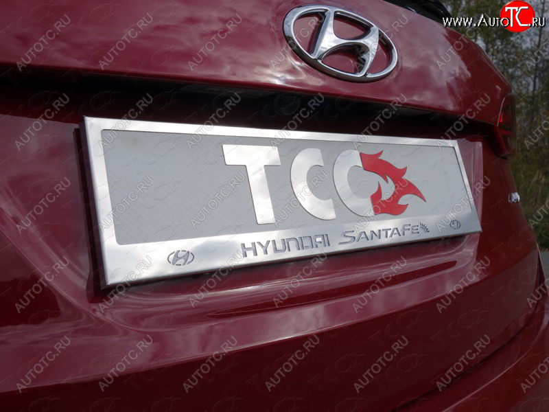 6 199 р. Рамка гос. номера ТСС Тюнинг Hyundai Santa Fe 4 TM дорестайлинг (2018-2021) (нержавейка)