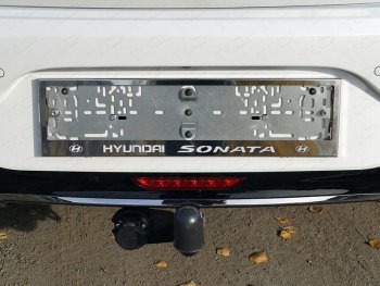 6 199 р. Рамка гос. номера ТСС Тюнинг Hyundai Sonata DN8 (2019-2024) (нержавейка). Увеличить фотографию 1