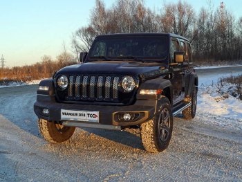 6 199 р. Рамка гос. номера (5 дв.) ТСС Тюнинг  Jeep Wrangler  JL (2018-2024) (нержавейка). Увеличить фотографию 1