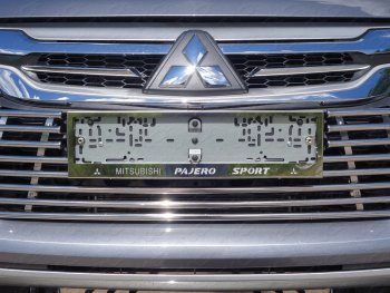 6 199 р. Рамка гос. номера ТСС Тюнинг  Mitsubishi Pajero Sport  3 QE (2015-2021) (нержавейка). Увеличить фотографию 1