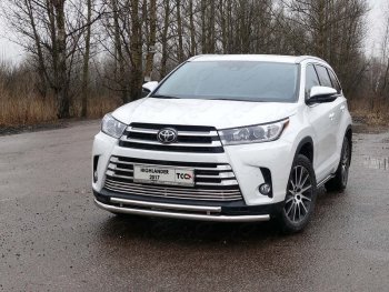 6 199 р. Рамка гос. номера ТСС Тюнинг  Toyota Highlander  XU50 (2016-2020) (нержавейка). Увеличить фотографию 1