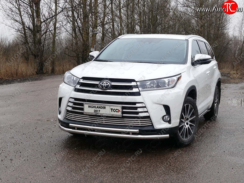 6 199 р. Рамка гос. номера ТСС Тюнинг  Toyota Highlander  XU50 (2016-2020) (нержавейка)