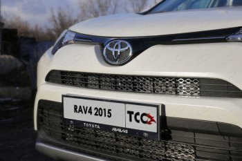 6 199 р. Рамка гос. номера ТСС Тюнинг  Toyota RAV4  XA40 (2015-2019) (нержавейка). Увеличить фотографию 1