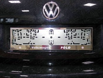 6 199 р. Рамка гос. номера ТСС Тюнинг  Volkswagen Polo  5 (2015-2020) (нержавейка). Увеличить фотографию 1