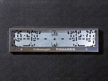 6 199 р. Рамка гос. номера ТСС Тюнинг  Volkswagen Touareg  NF (2014-2018) (нержавейка). Увеличить фотографию 1