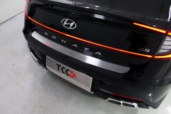 2 059 р. Накладка на задний бампер ТСС Тюнинг  Hyundai Sonata  DN8 (2019-2024) (Лист шлифованный). Увеличить фотографию 1