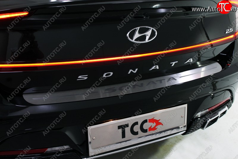 2 899 р. Накладка на задний бампер ТСС Тюнинг Hyundai Solaris 2 HCR рестайлинг (2020-2022) (Лист шлифованный, надпись Hyundai)