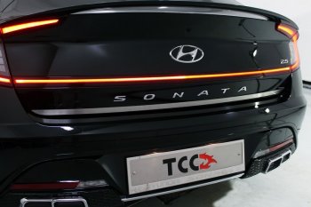1 199 р. Накладка на крышку багажника ТСС Тюнинг  Hyundai Sonata  DN8 (2019-2024) (Лист шлифованный). Увеличить фотографию 1