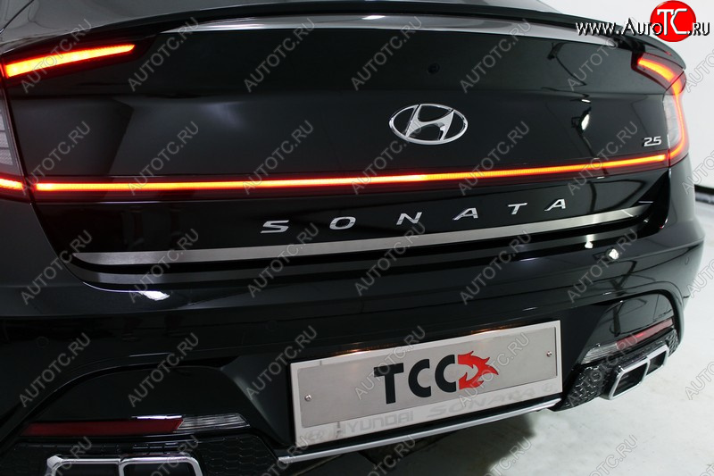 1 199 р. Накладка на крышку багажника ТСС Тюнинг  Hyundai Sonata  DN8 (2019-2024) (Лист шлифованный)
