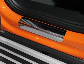 3 199 р. Накладки на задние порожки (нержавейка) ТСС Тюнинг  Audi Q3  F3 (2018-2022) (лист зеркальный). Увеличить фотографию 1