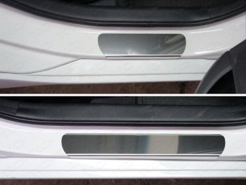 3 499 р. Накладки на пороги ТСС Тюнинг  Hyundai I40  1 VF (2011-2019) (Лист зеркальный). Увеличить фотографию 1