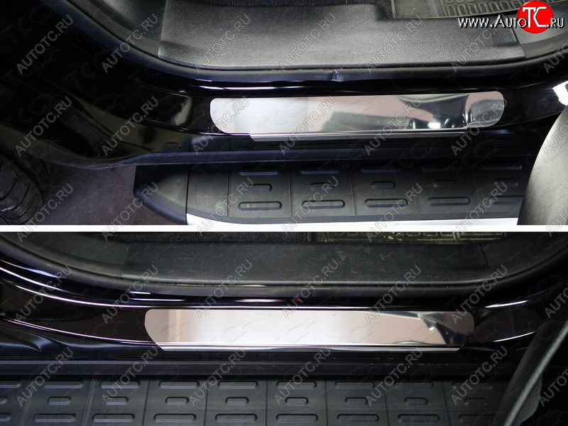 2 499 р. Накладки на пороги лист зеркальный ТСС Тюнинг  Hyundai Santa Fe  3 DM (2015-2019) (Лист зеркальный)