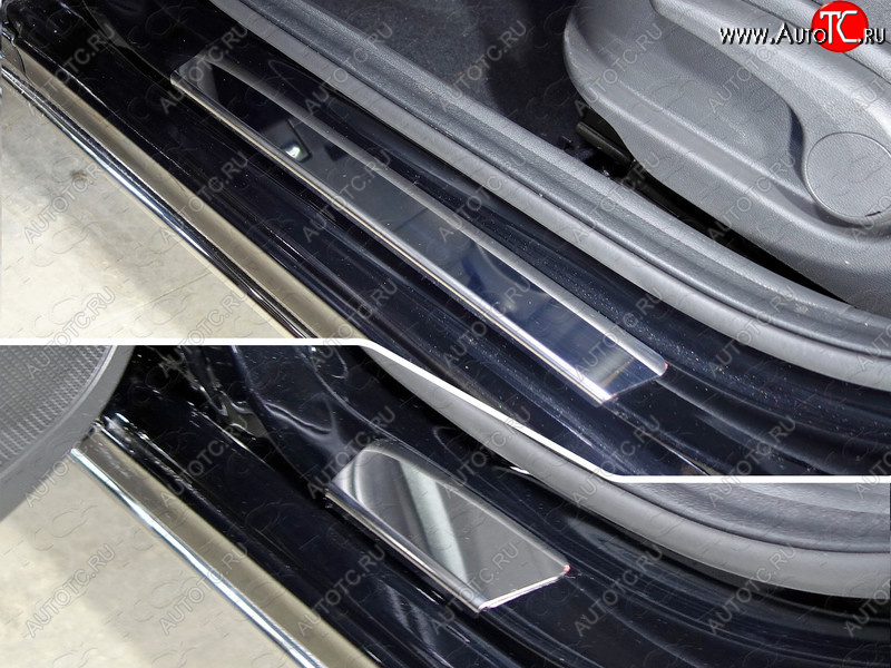 3 199 р. Накладки на порожки салона (4 шт) ТСС Тюнинг  Hyundai Solaris  2 (2017-2020) (зеркальная поверхность)