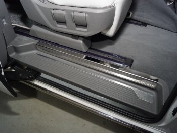 3 999 р. Накладки на пластиковые пороги задние, ТСС Тюнинг  Hyundai Staria  US4 (2021-2022) (лист зеркальный). Увеличить фотографию 1