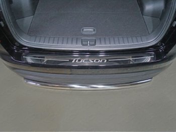 3 499 р. Накладка на задний бампер ТСС Тюнинг  Hyundai Tucson  3 TL (2018-2021) (Лист зеркальный, надпись Tucson). Увеличить фотографию 1