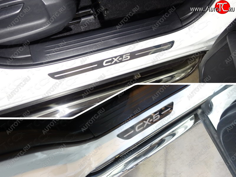 3 279 р. Накладки на пороги ТСС Тюнинг  Mazda CX-5  KF (2016-2024) (лист зеркальный надпись CX-5)