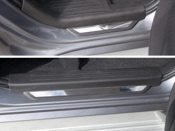 Накладки на пороги вставка лист зеркальный, ТСС Тюнинг Mitsubishi Pajero Sport 3 QE дорестайлинг (2015-2021)  (вставка лист зеркальный)