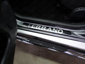 Накладки порогов (2 шт) ТСС Тюнинг Nissan Terrano D10 дорестайлинг (2013-2016)  (лист зеркало надпись TERRANO)