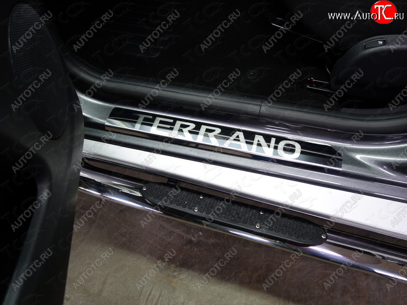 3 999 р. Накладки порогов (2 шт) ТСС Тюнинг Nissan Terrano D10 дорестайлинг (2013-2016) (лист зеркало надпись TERRANO)