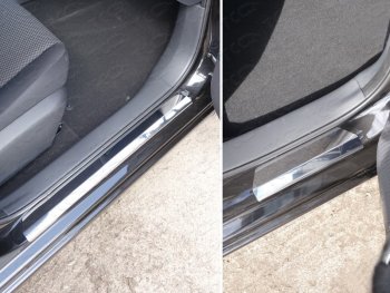3 499 р. Накладки на пороги ТСС Тюнинг  Nissan Tiida  2 хэтчбек (2015-2016) (Лист зеркальный). Увеличить фотографию 1